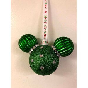 Minnie Mouse Green and Silver Christmas Ornament